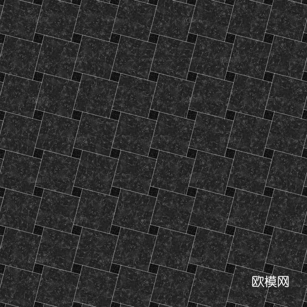 欧式 简欧 法式 无缝黑白拼花瓷砖地砖 PBR材质贴图 1k