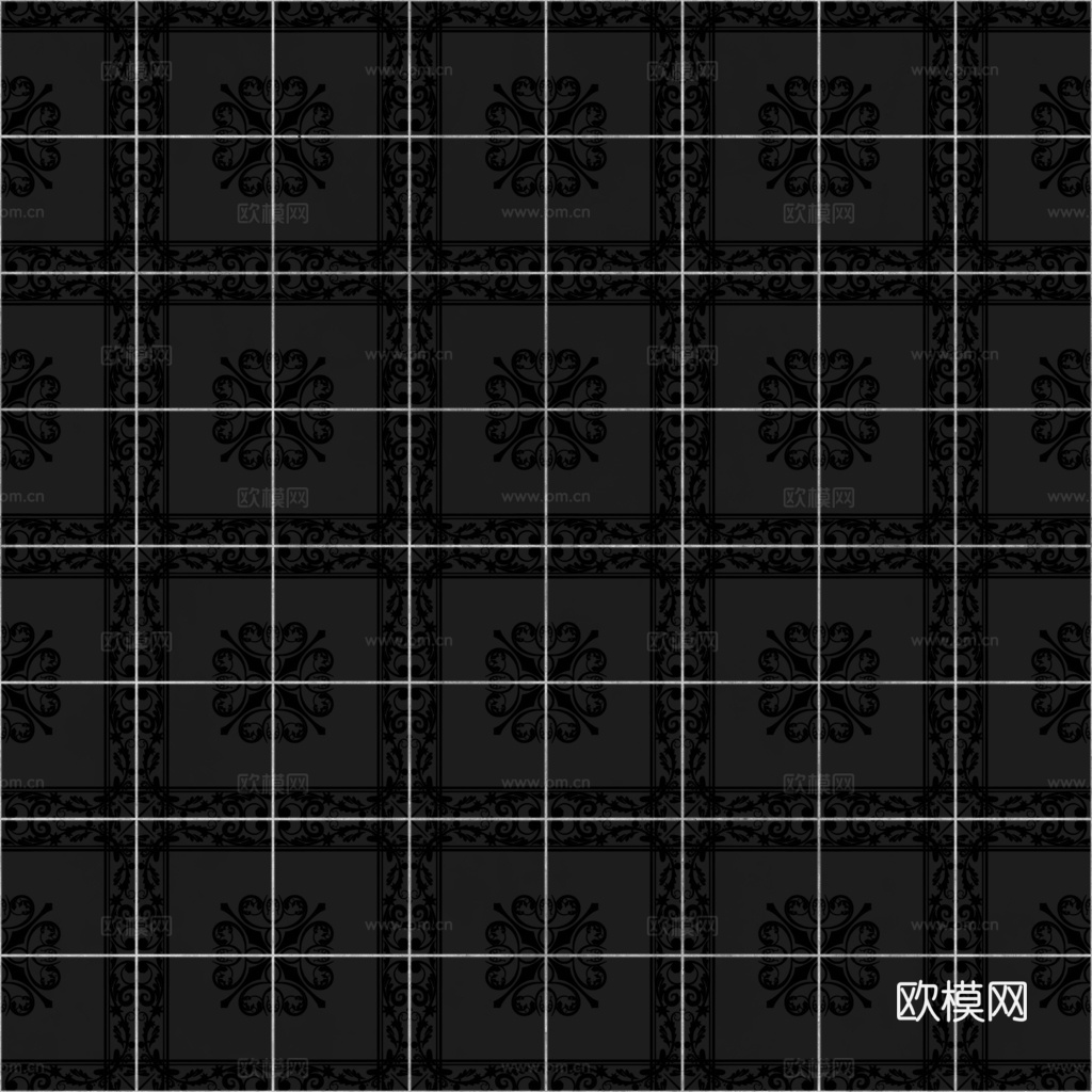 无缝青花瓷图案花砖地砖 PBR材质贴图 1k