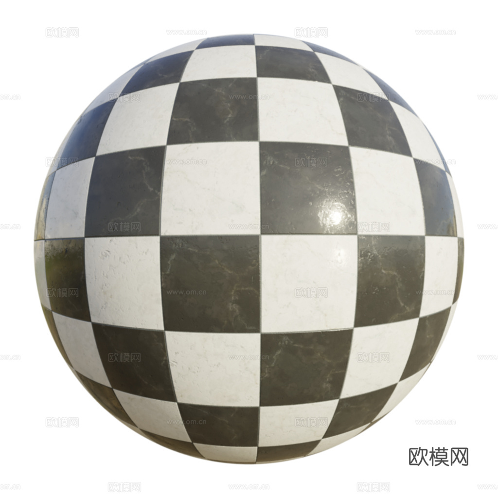 欧式 简欧 法式 无缝黑白拼花瓷砖地砖 PBR材质贴图 1k