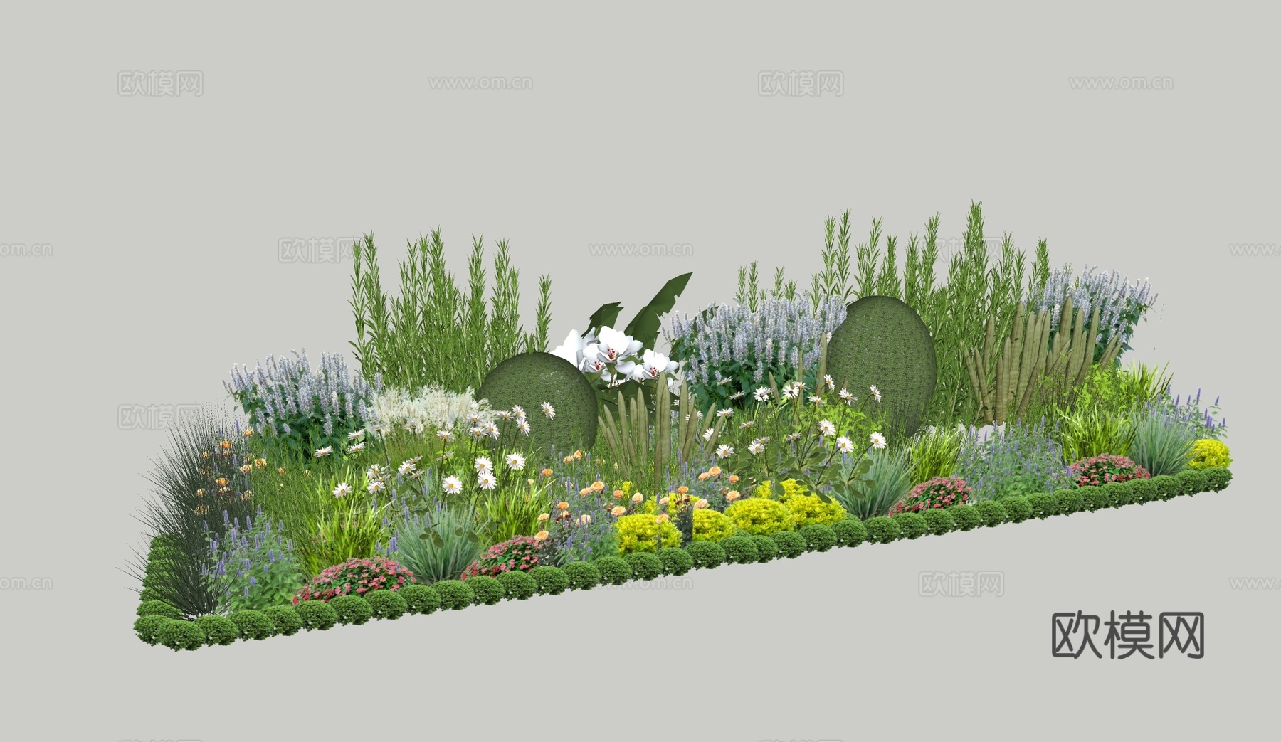 植物组团 花境 花草组合 乔灌木 造型树su模型