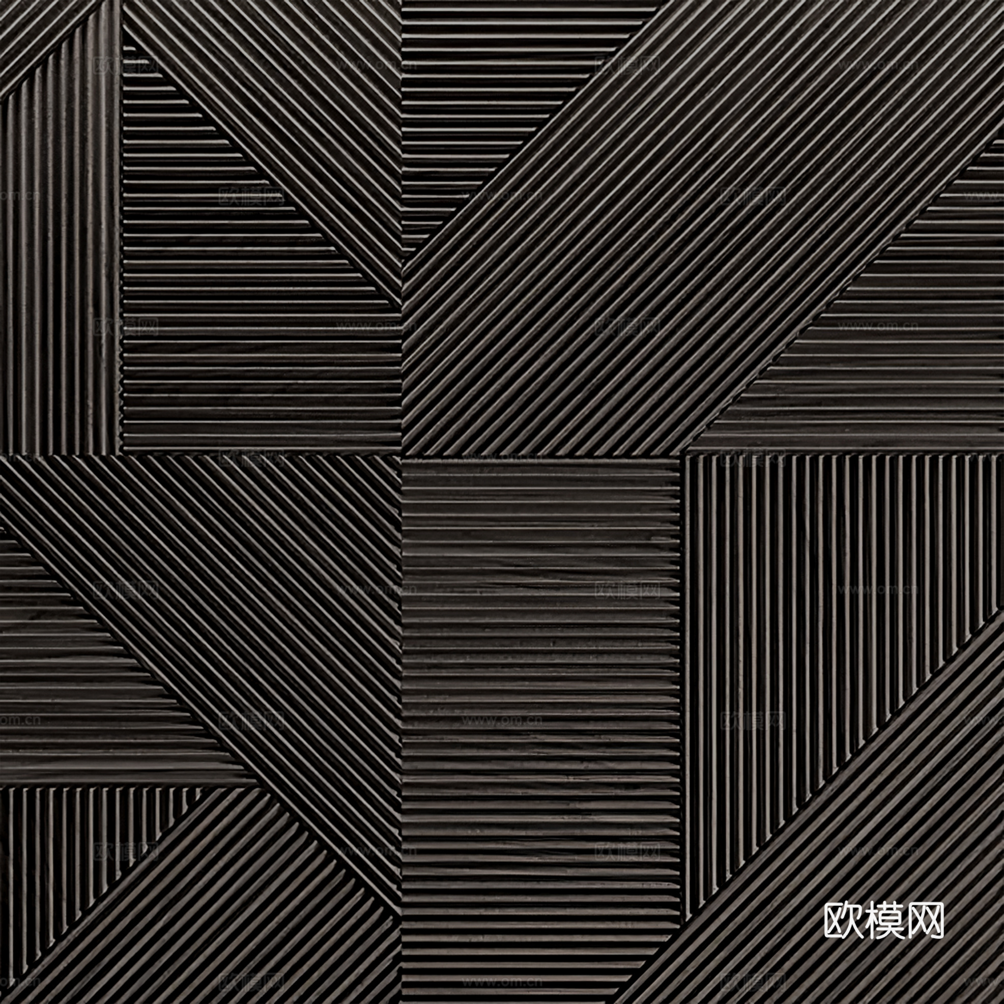 黑色几何拼接木格栅