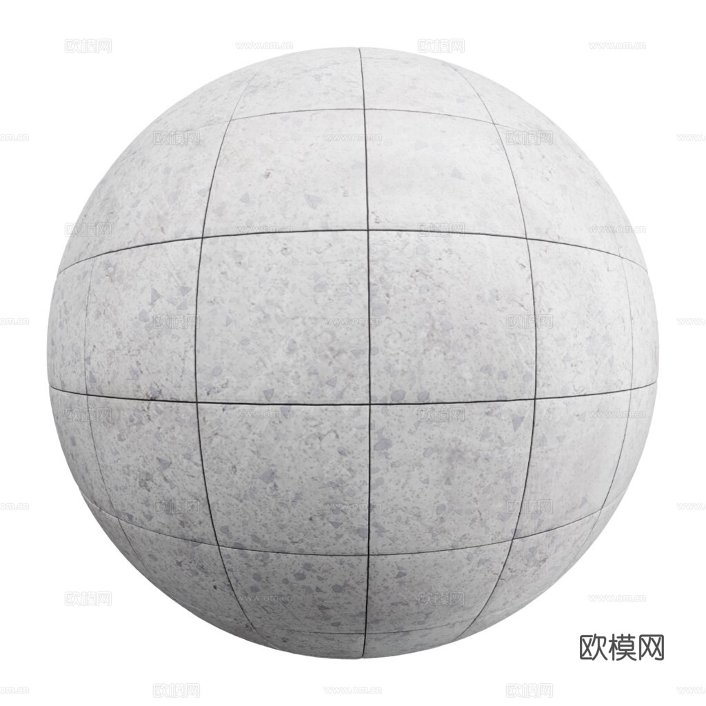 白色水磨石瓷砖地砖 PBR材质贴图 1k