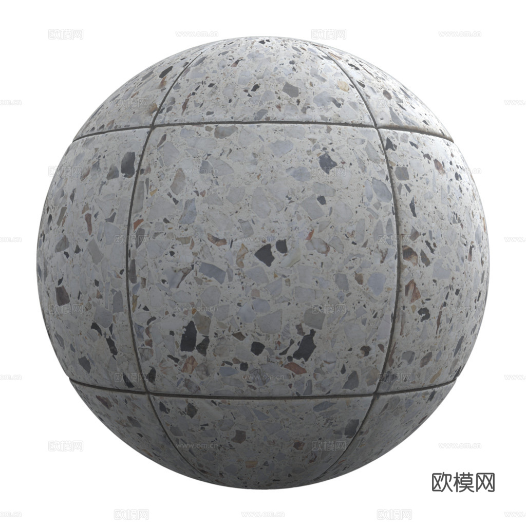 灰色水磨石瓷砖地砖 PBR材质贴图 1k