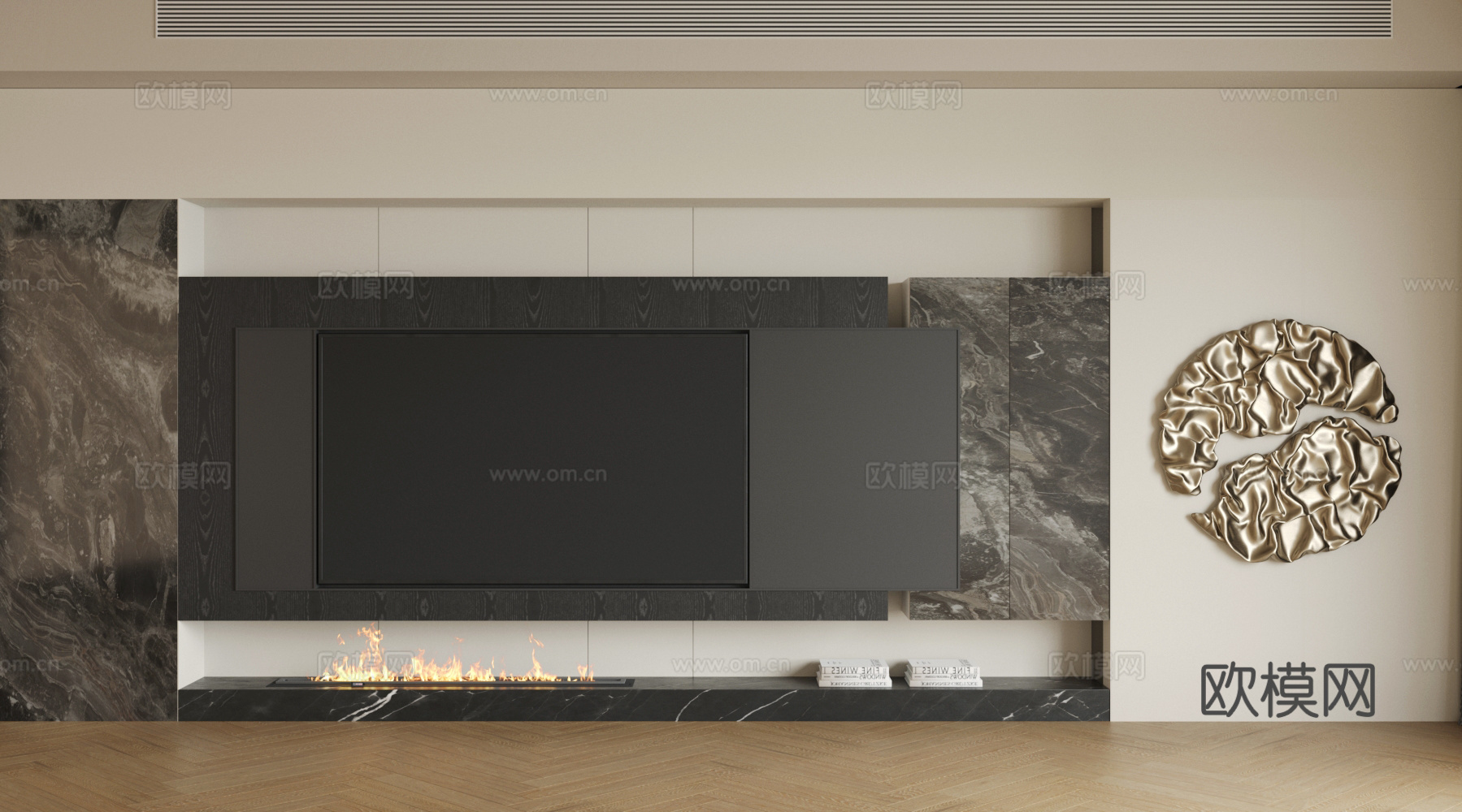 现代意式电视背景墙 轻奢意式客厅 客厅背景墙 大理石背景墙3d模型下载