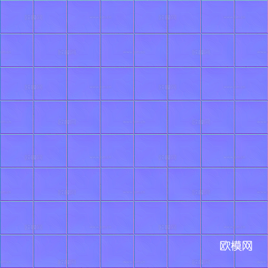 无缝青花瓷图案花砖地砖 PBR材质贴图 1k
