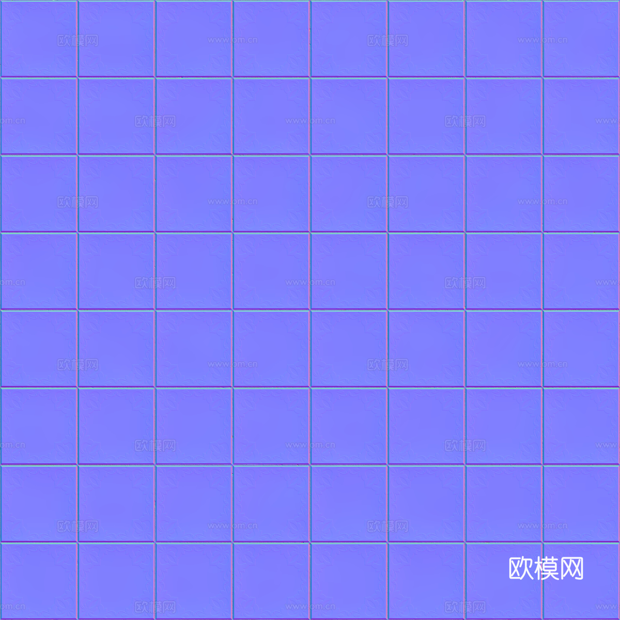 无缝青花瓷图案花砖地砖 PBR材质贴图 2k