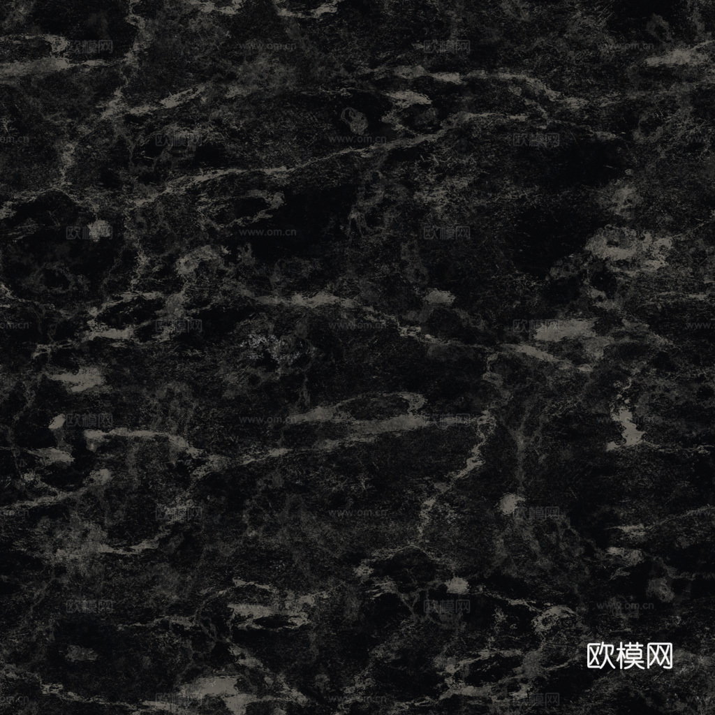 无缝黑色大理石 PBR材质贴图 1k