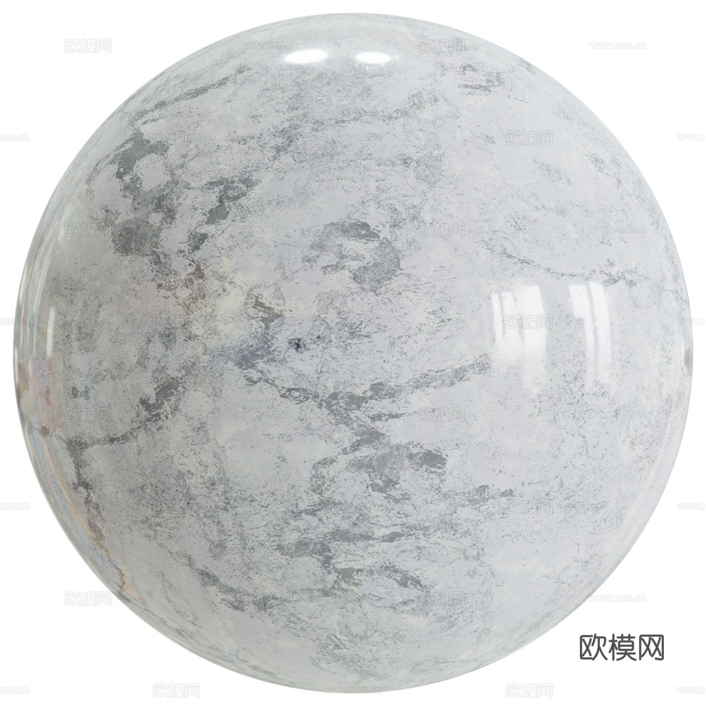 无缝浅灰色大理石 PBR材质贴图 2k