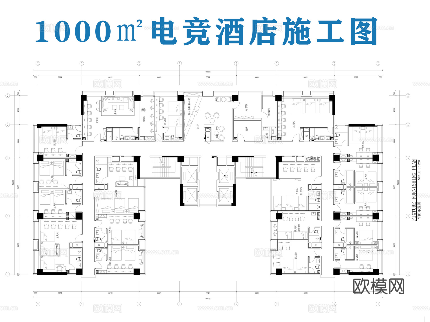 电竞酒店施工图cad施工图