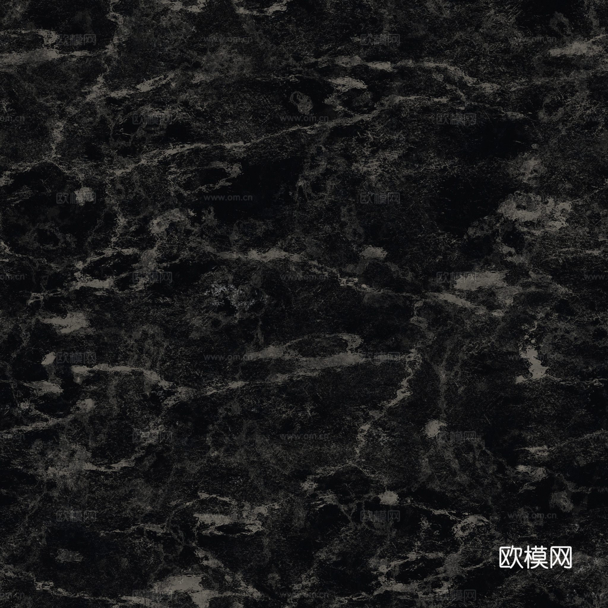 无缝黑色大理石 PBR材质贴图 2k