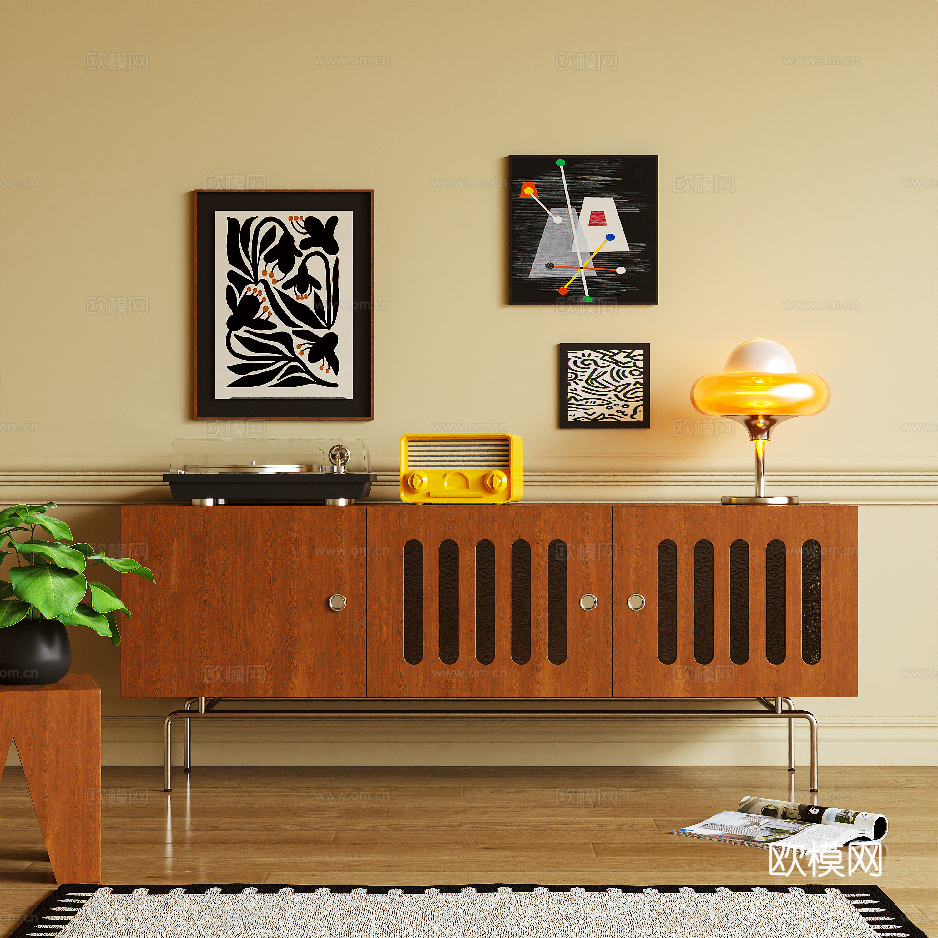 电视柜 边柜 摆件3d模型下载