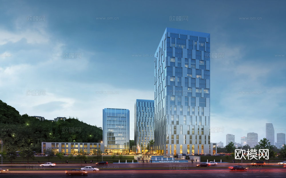 现代高层酒店办公 产业办公园区su模型