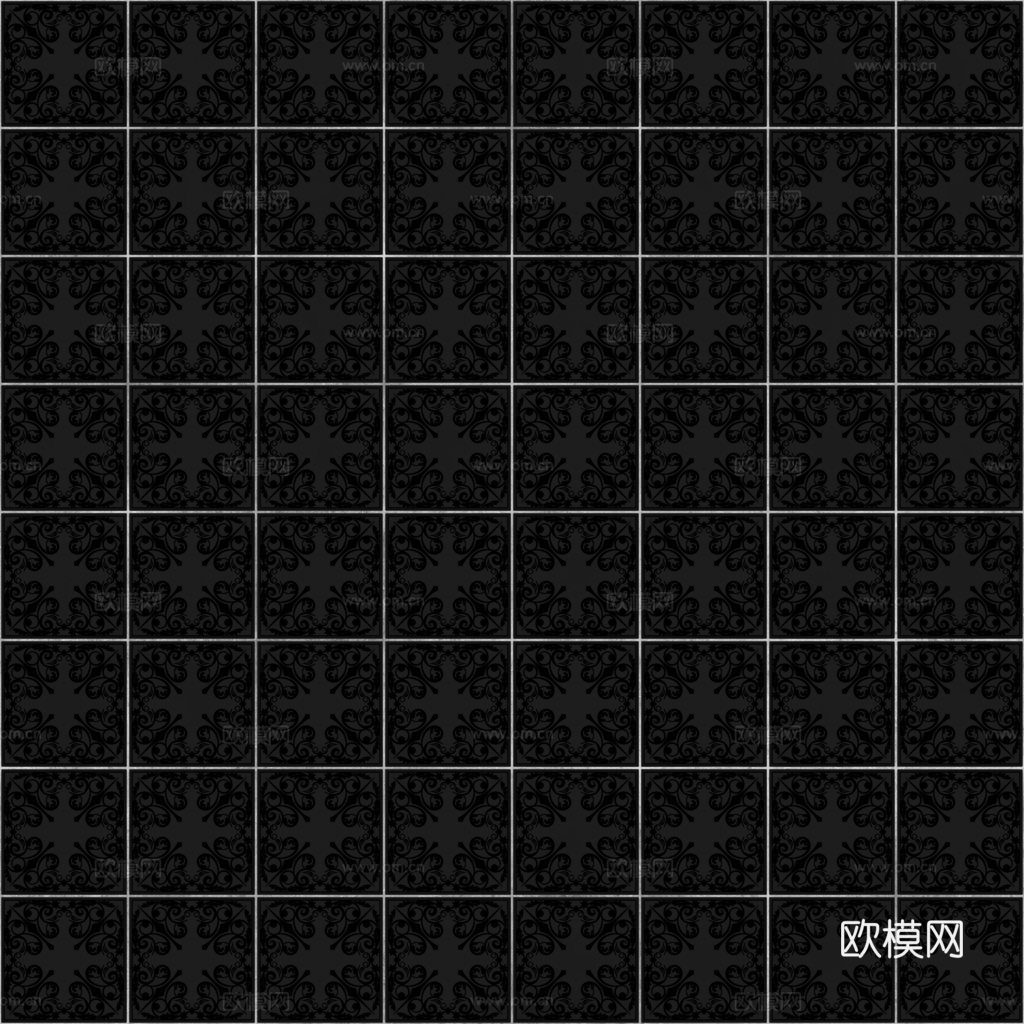 无缝青花瓷图案花砖地砖 PBR材质贴图 1k