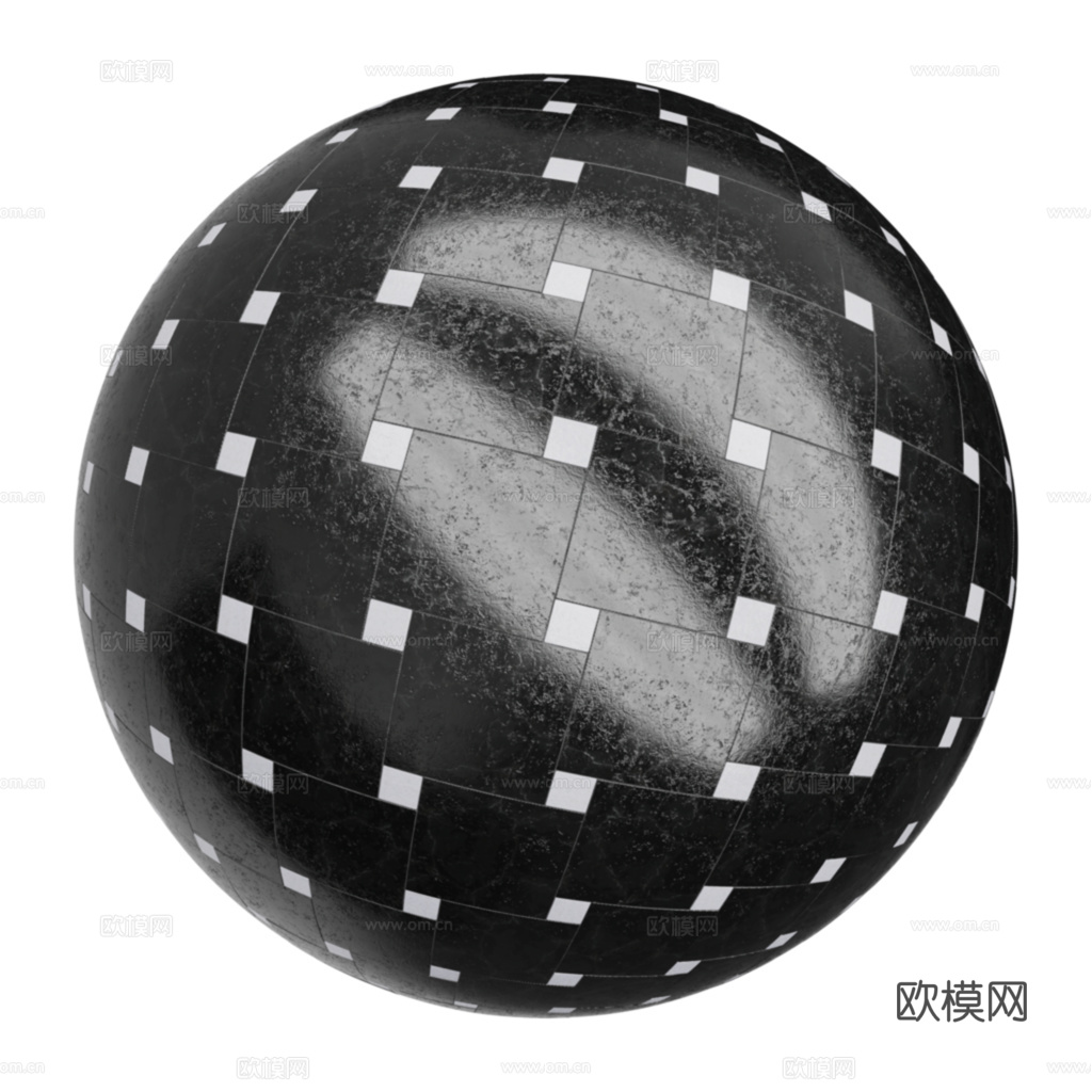 欧式 简欧 法式 无缝黑白拼花瓷砖地砖 PBR材质贴图 1k