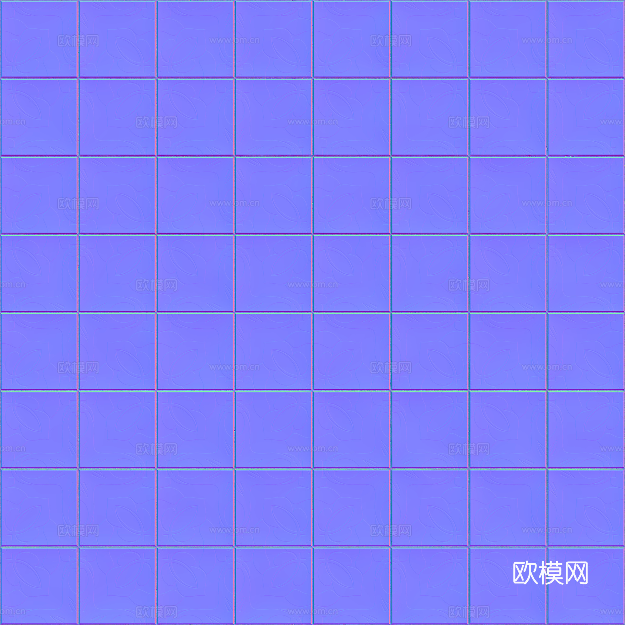 无缝青花瓷图案花砖地砖 PBR材质贴图 2k