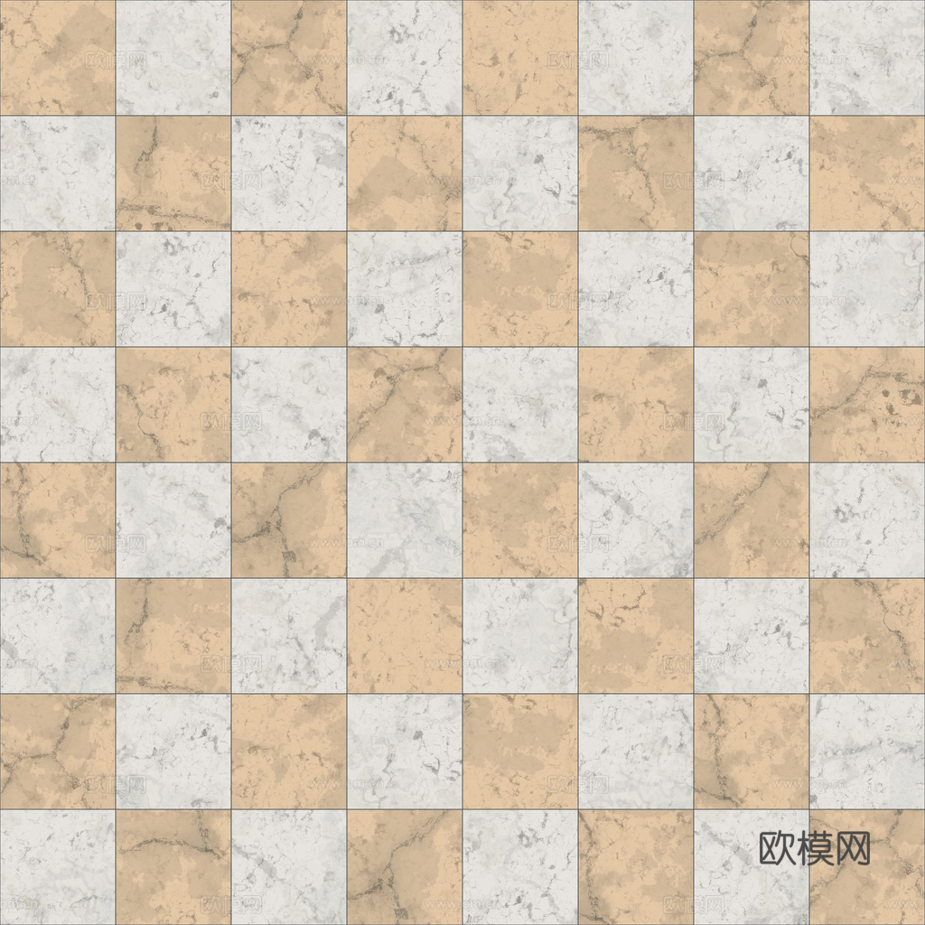 欧式 简欧 法式 无缝黄白拼花瓷砖地砖 PBR材质贴图 1k