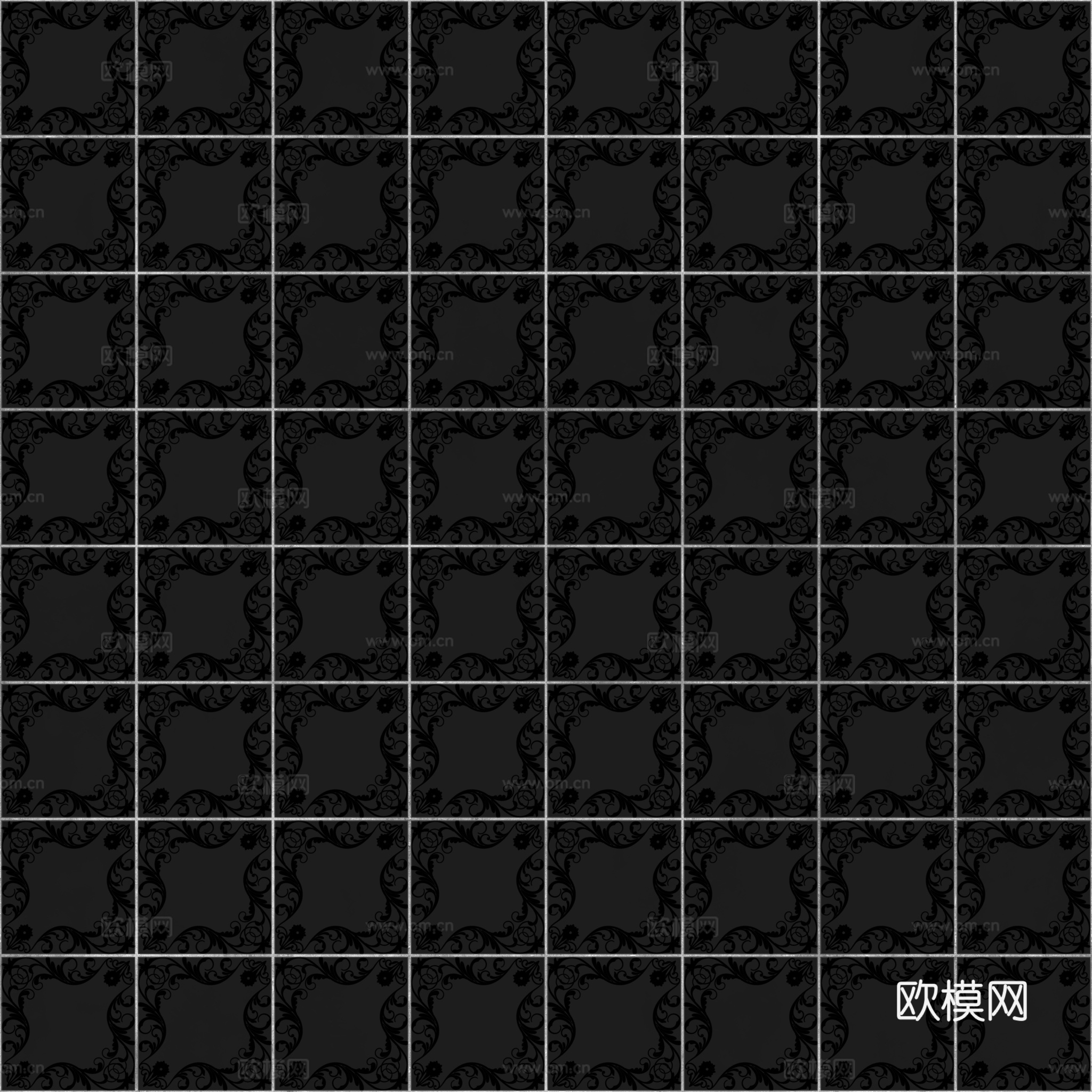 无缝青花瓷图案花砖地砖 PBR材质贴图 2k