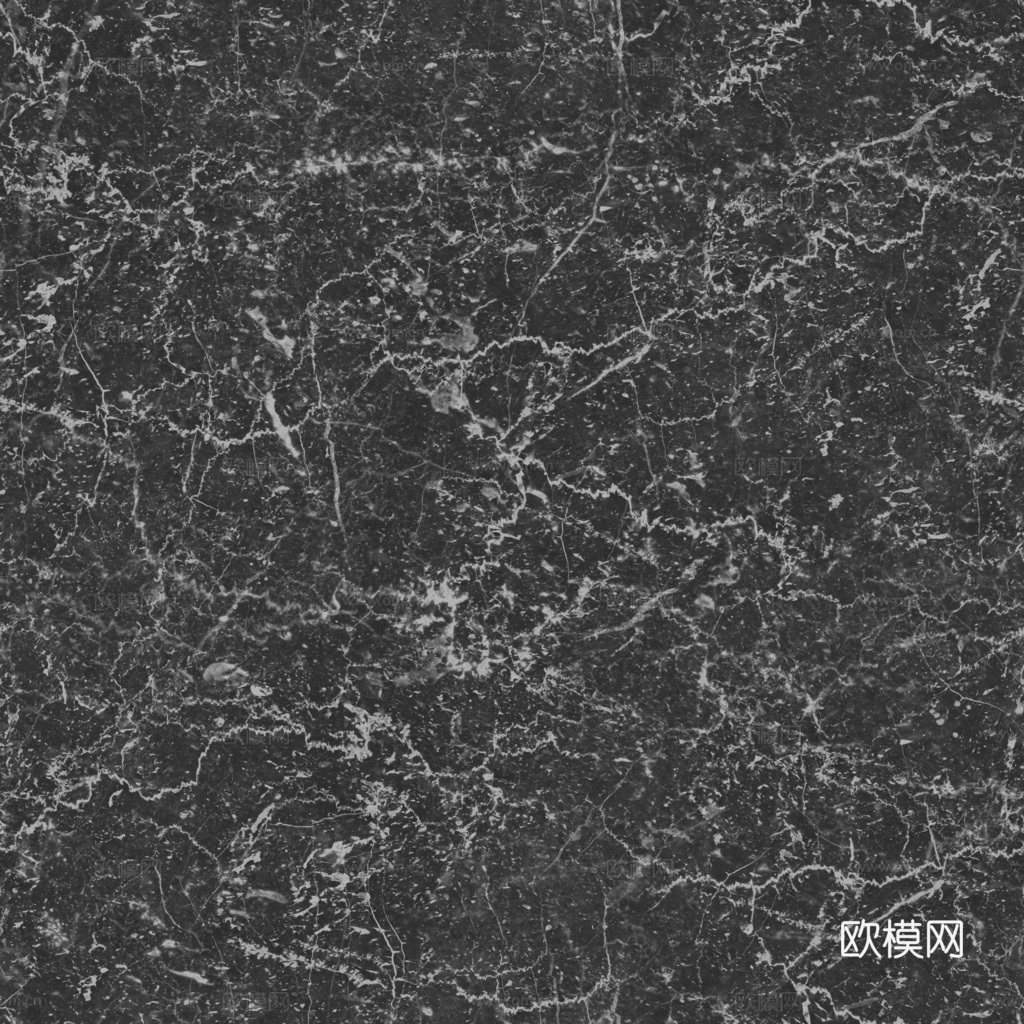 无缝黑色大理石 PBR材质贴图 1k
