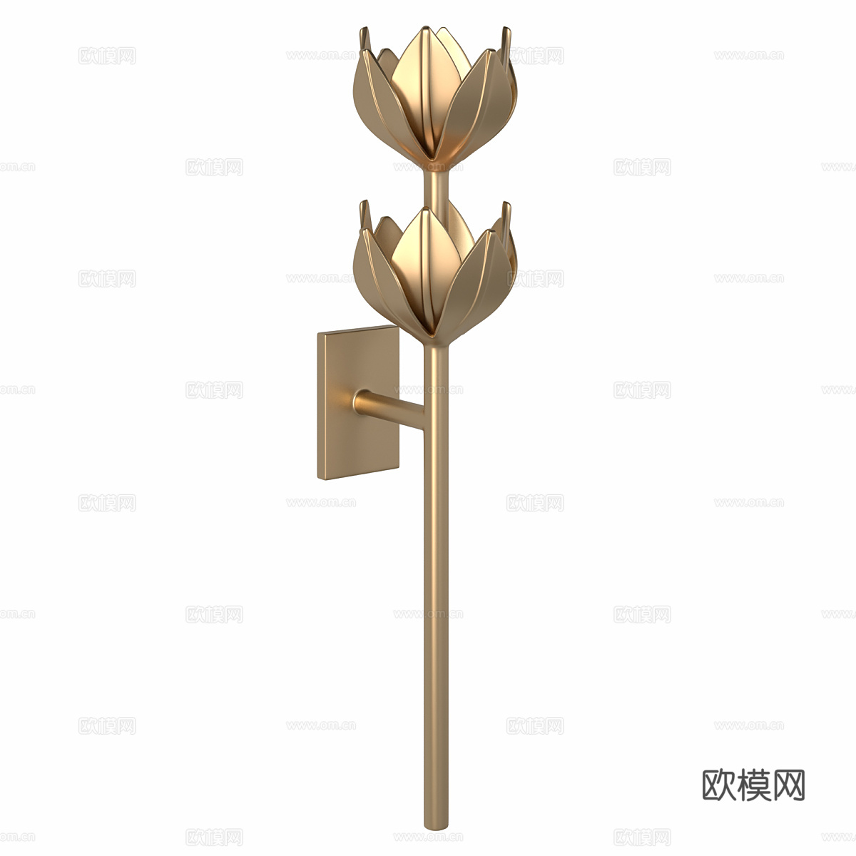 新中式轻奢金属莲花装饰壁灯3d模型下载（渲染图2）