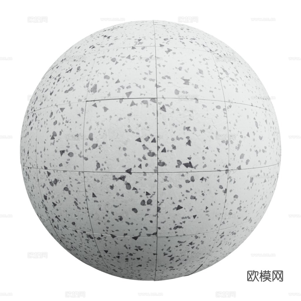 白色水磨石瓷砖地砖 PBR材质贴图 1k