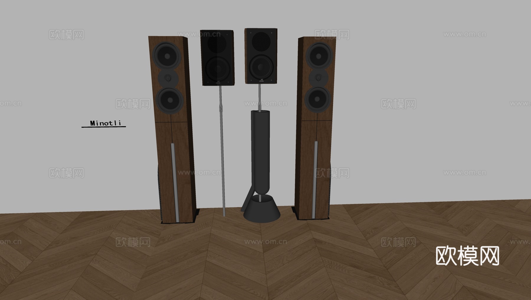 落地音响低音炮 壁挂音响影音设备su模型