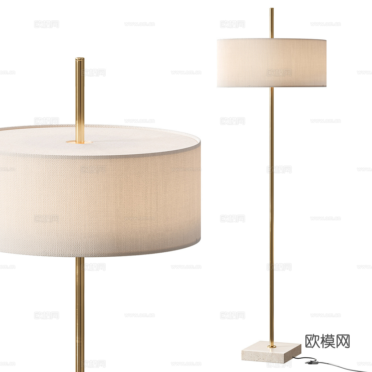 现代意式落地灯3d模型下载（渲染图1）