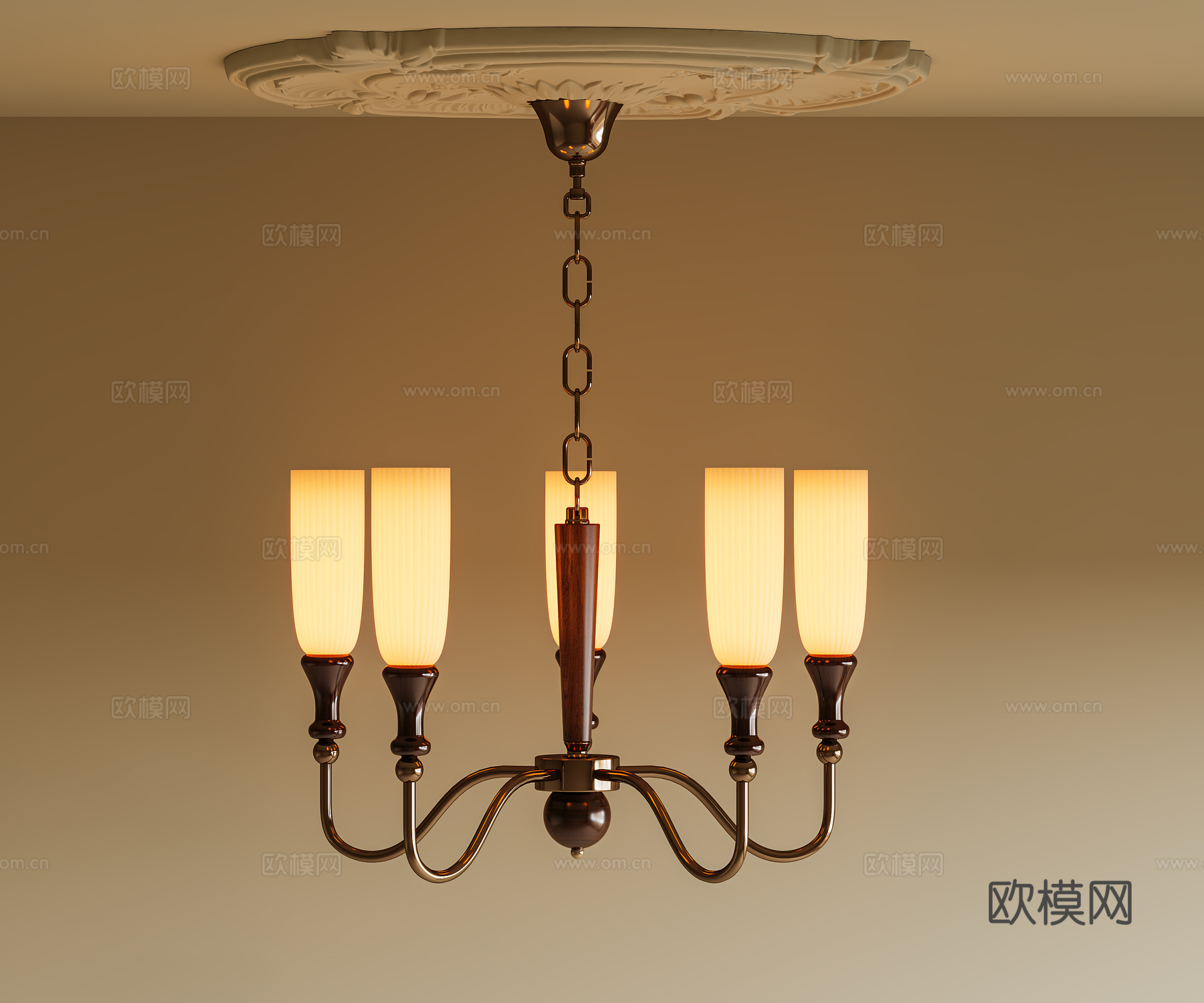 中古复古吊灯 法式复古吊灯 多头吊灯 复古轻奢吊灯su模型