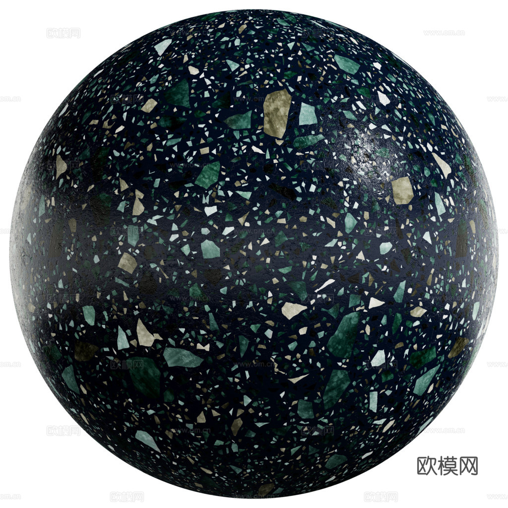 墨蓝色拼色水磨石 PBR材质贴图 1k
