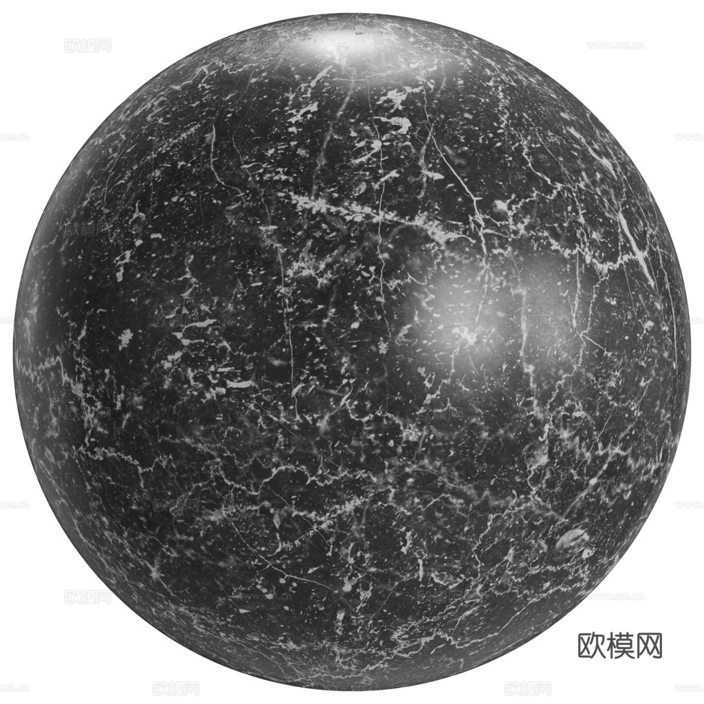 无缝黑色大理石 PBR材质贴图 1k
