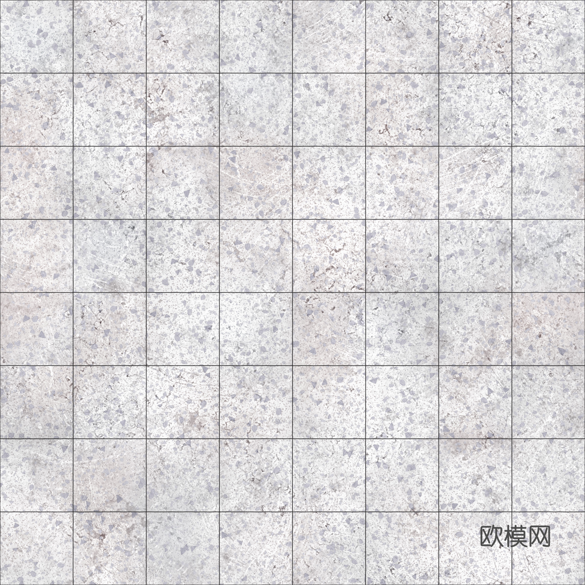 白色水磨石瓷砖地砖 PBR材质贴图 2k