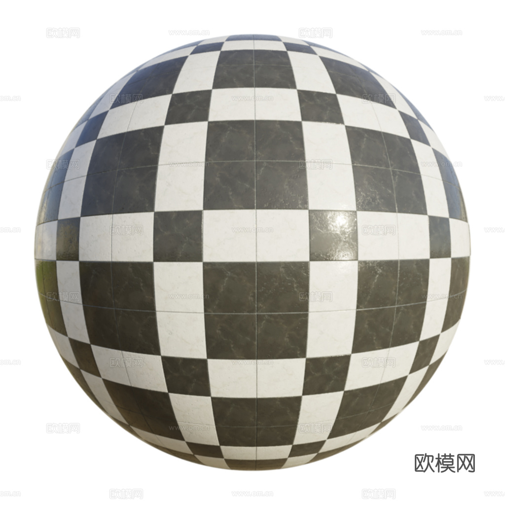 欧式 简欧 法式 无缝黑白拼花瓷砖地砖 PBR材质贴图 1k