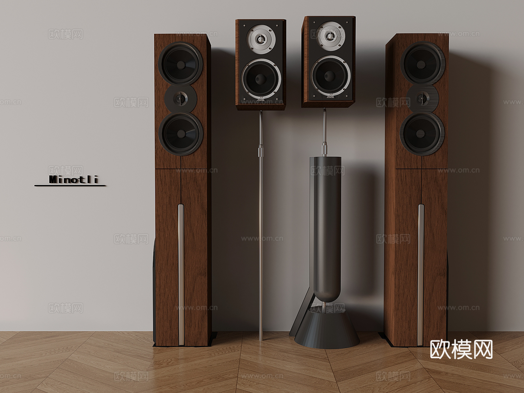 落地音响低音炮 壁挂音响影音设备3d模型下载