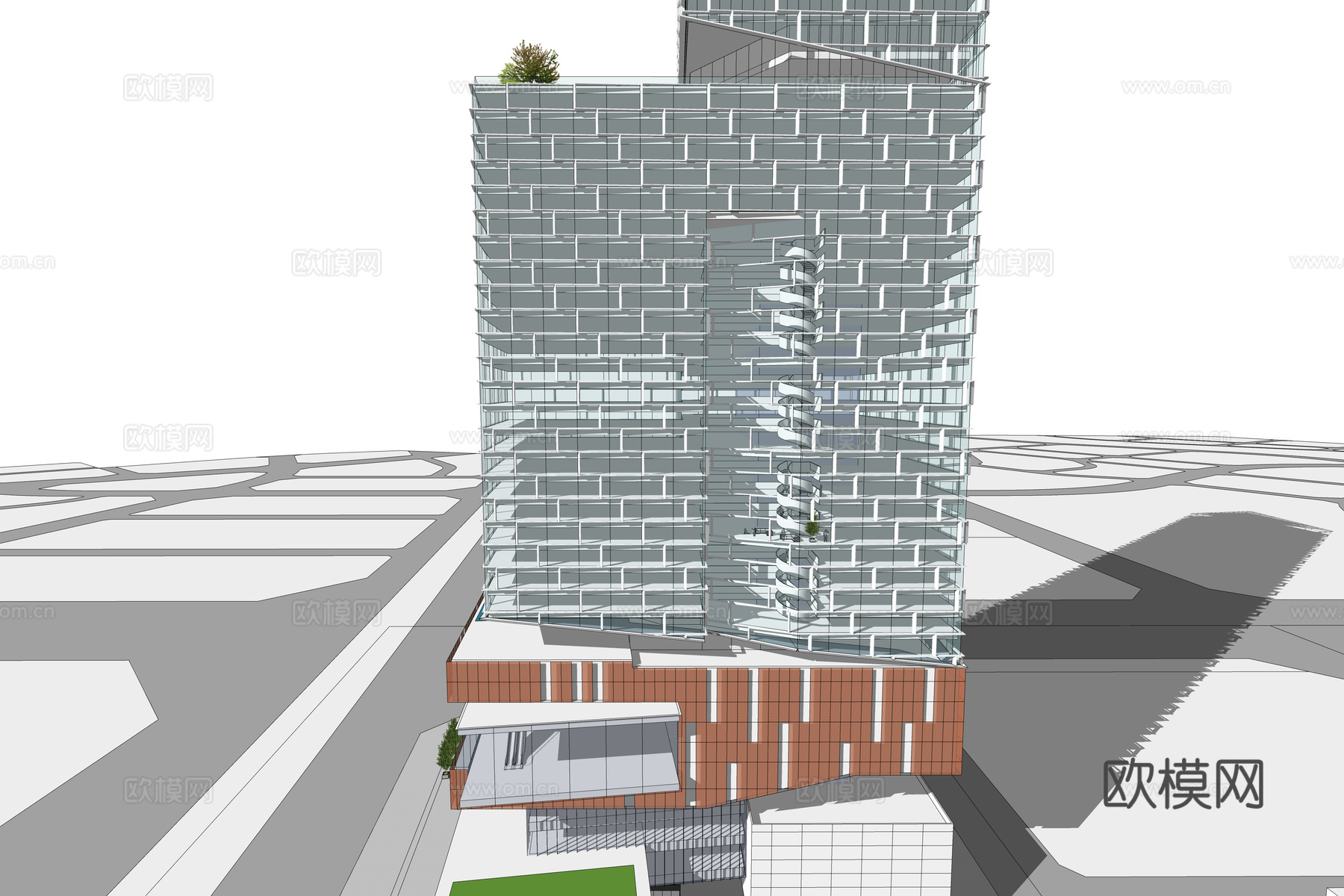 现代高层办公楼综合体 高层建筑su模型