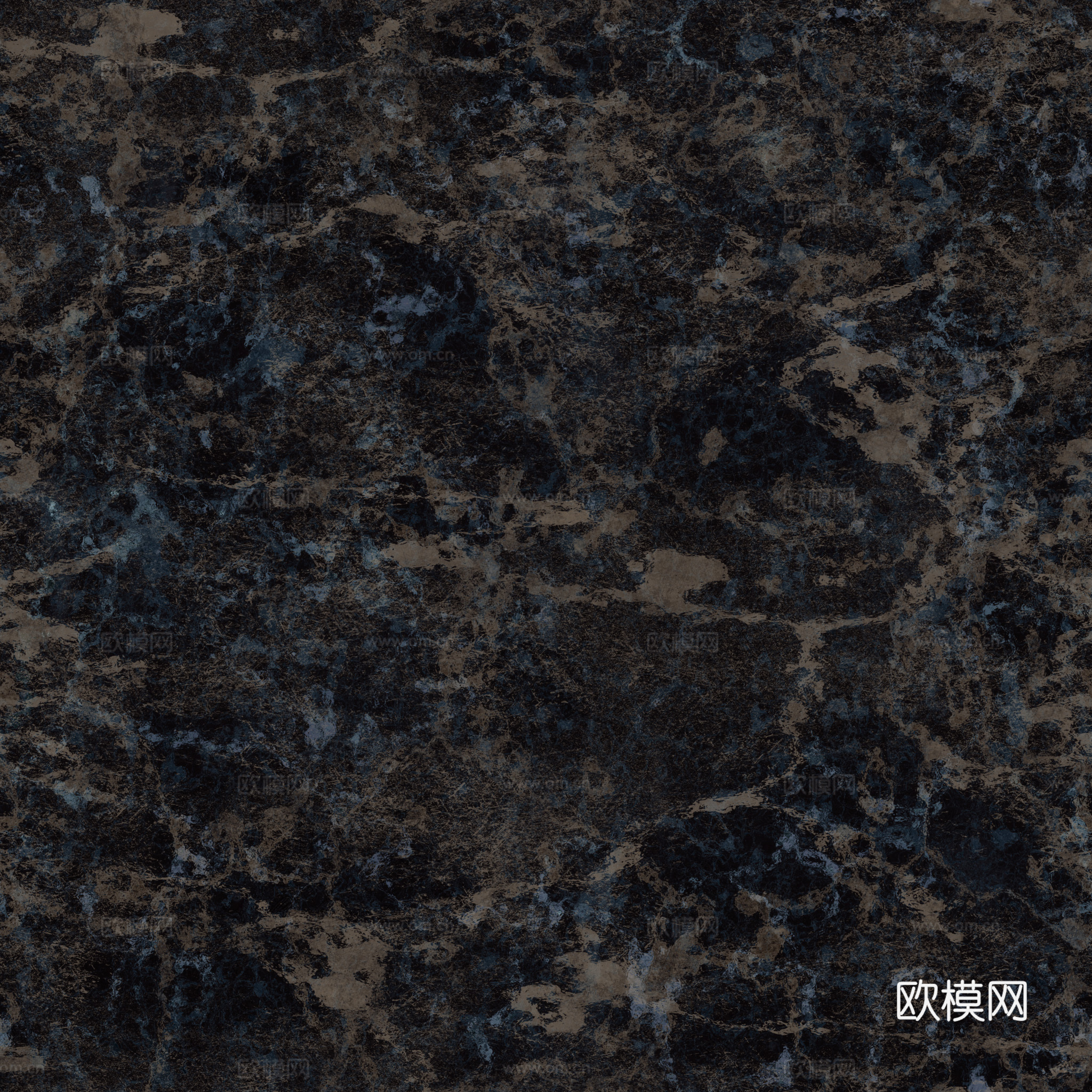 无缝黑色大理石 PBR材质贴图 2k