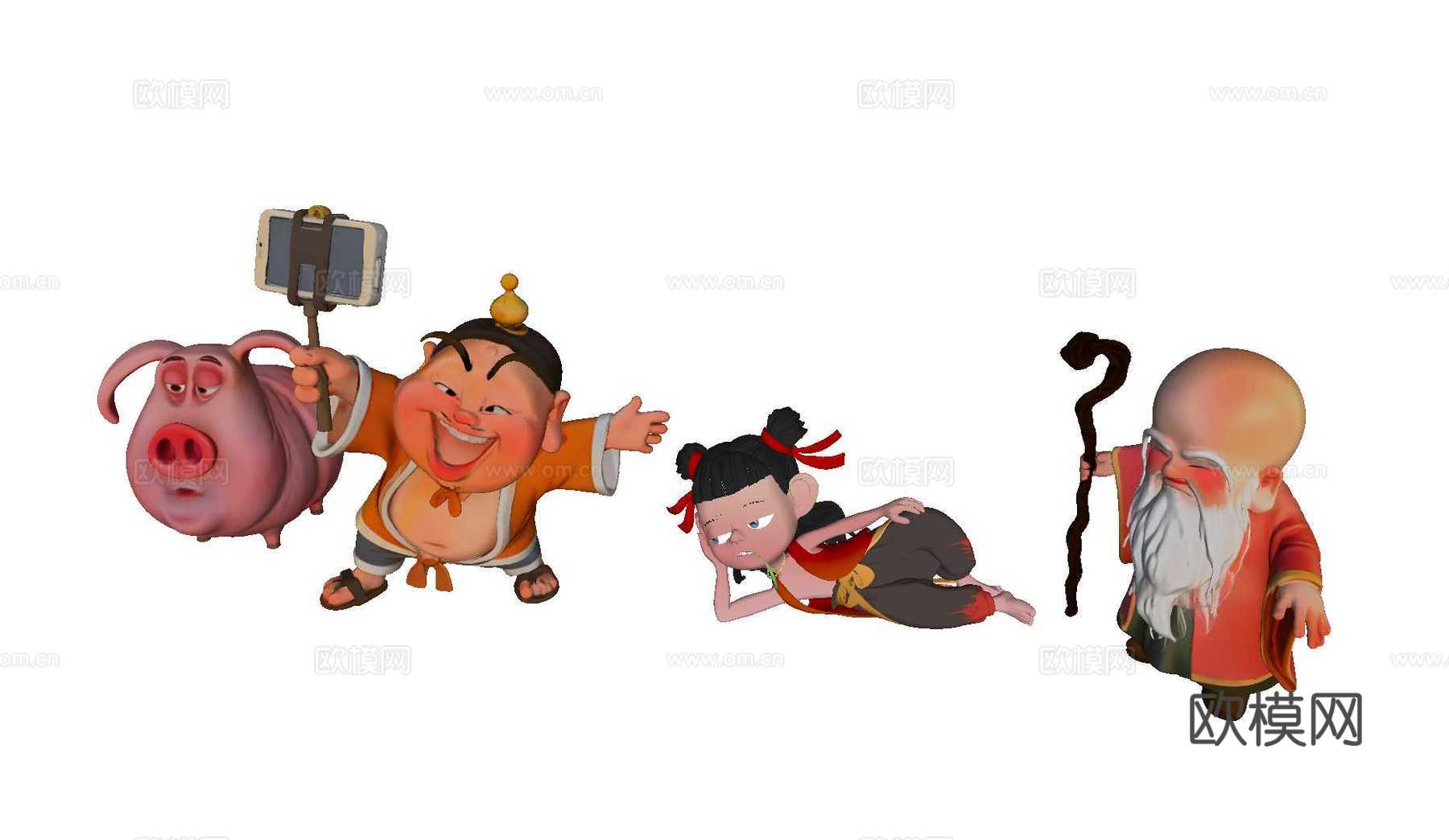 现代雕塑 哪吒 手办 摆件su模型