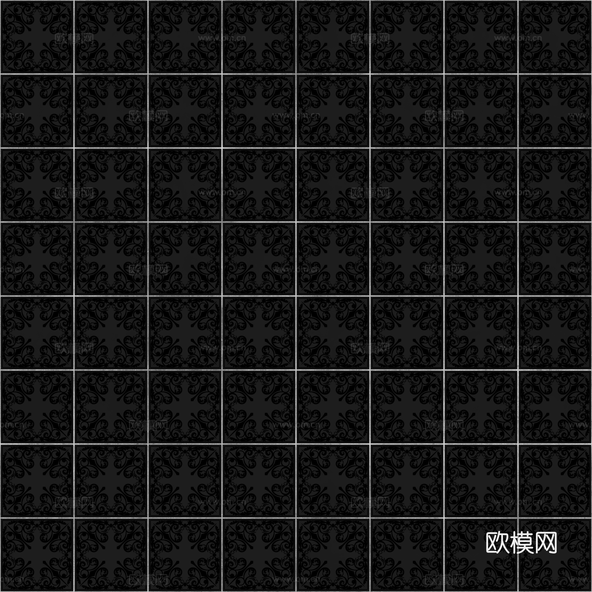 无缝青花瓷图案花砖地砖 PBR材质贴图 2k