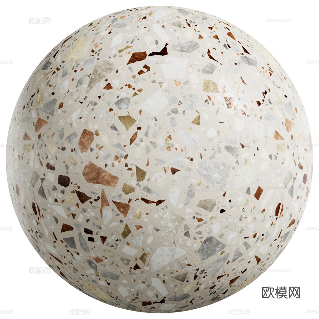 米黄色拼色水磨石 PBR材质贴图 2k