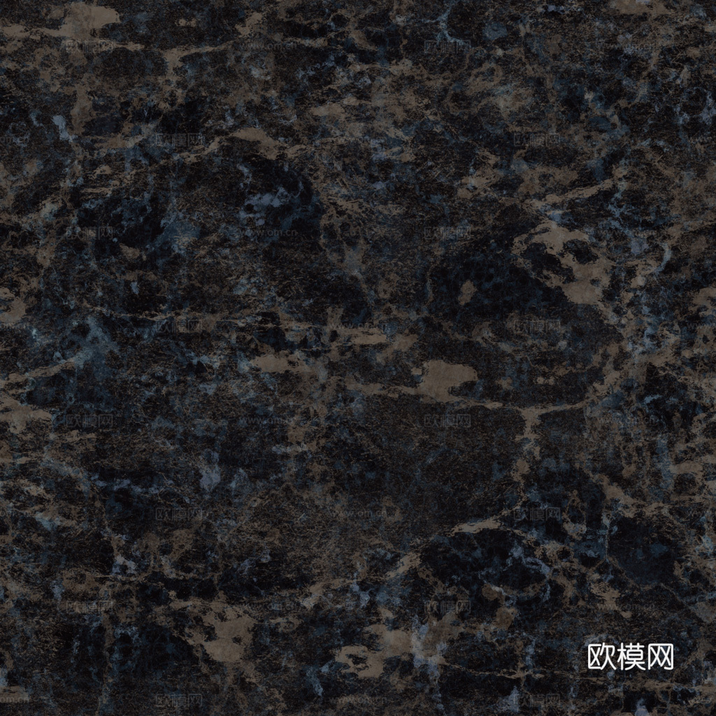 无缝黑色大理石 PBR材质贴图 1k