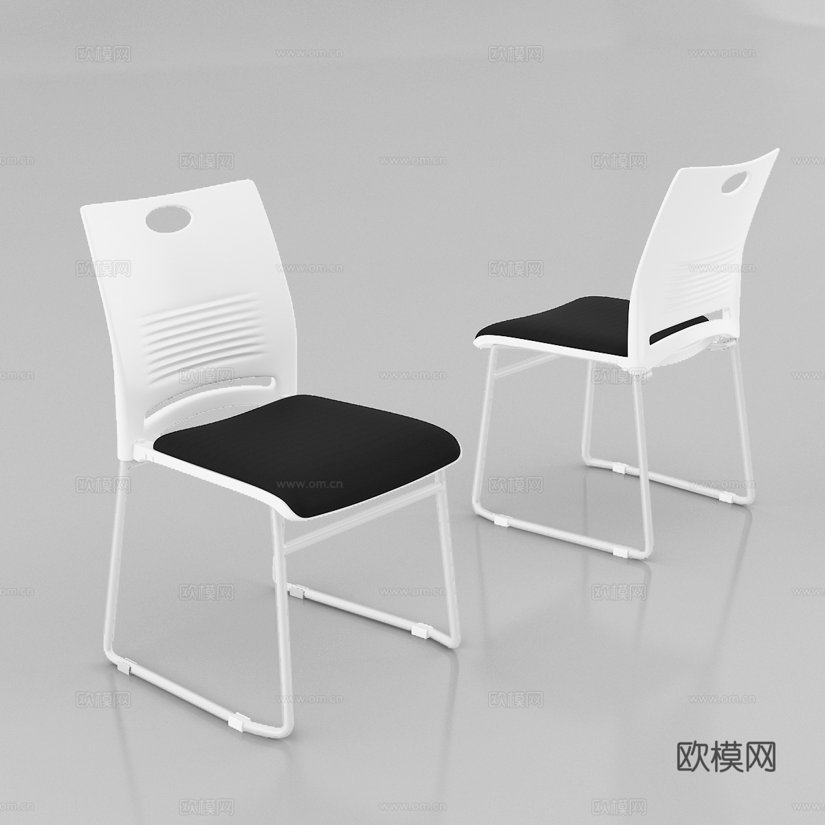 现代办公室 会议椅 简易办公椅 培训椅休闲椅灰底图3d模型下载