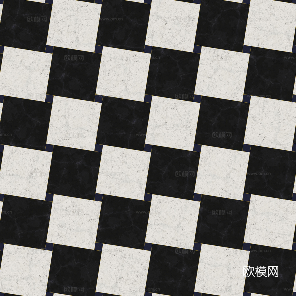 欧式 简欧 法式 无缝黑白拼花瓷砖地砖 PBR材质贴图 1k