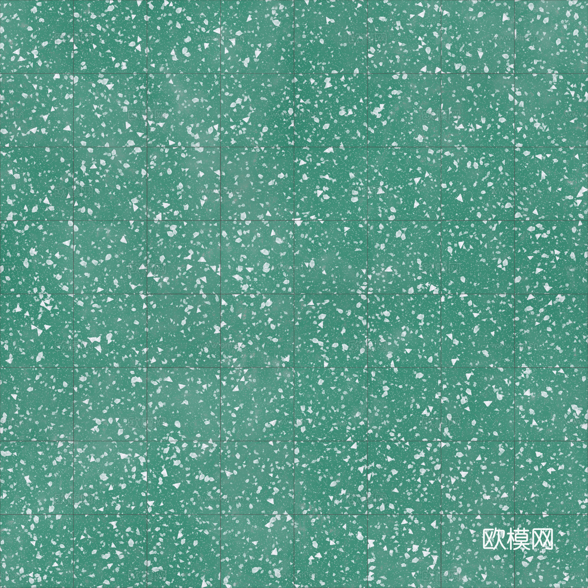 绿色水磨石瓷砖地砖 PBR材质贴图 2k