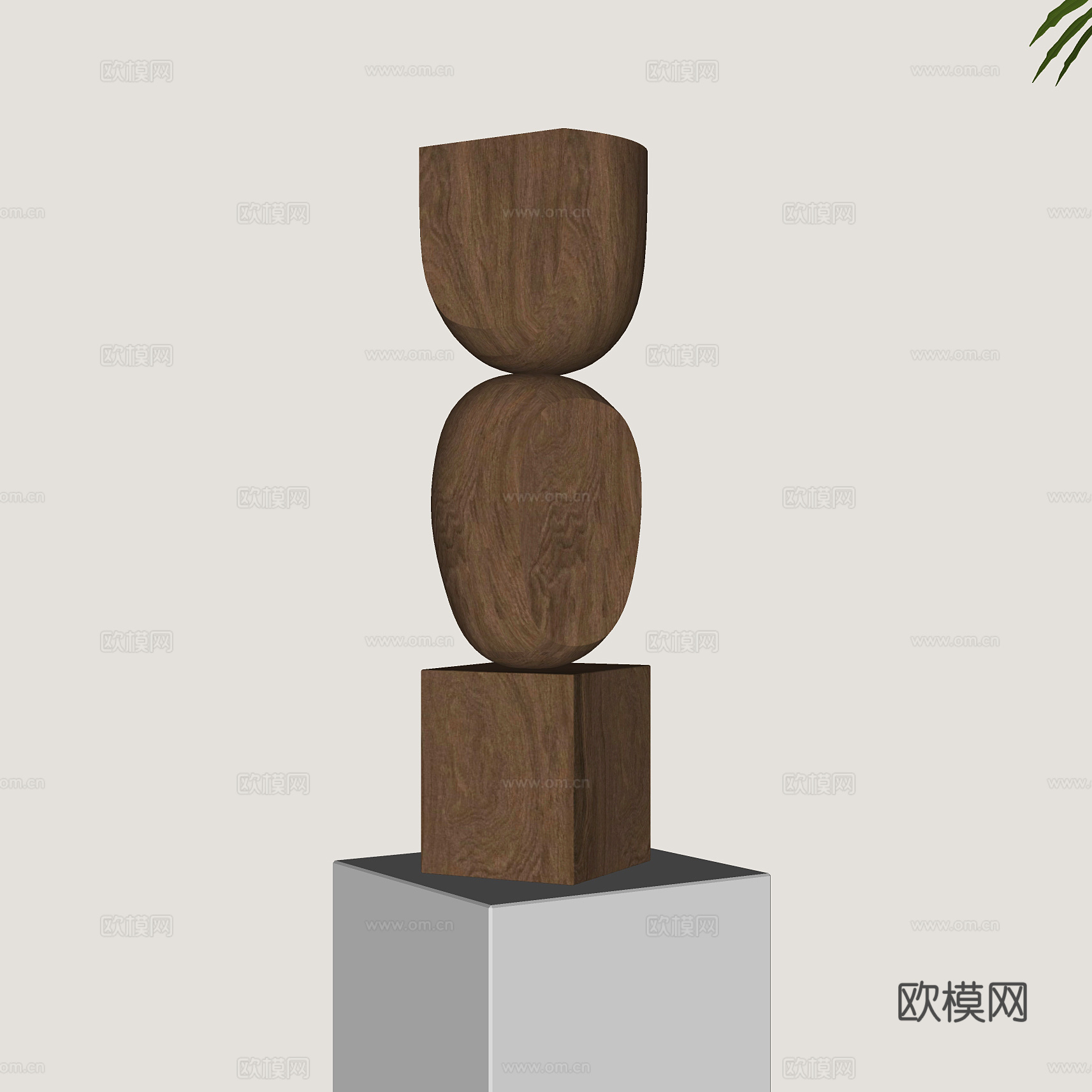 现代抽象木雕雕塑su模型