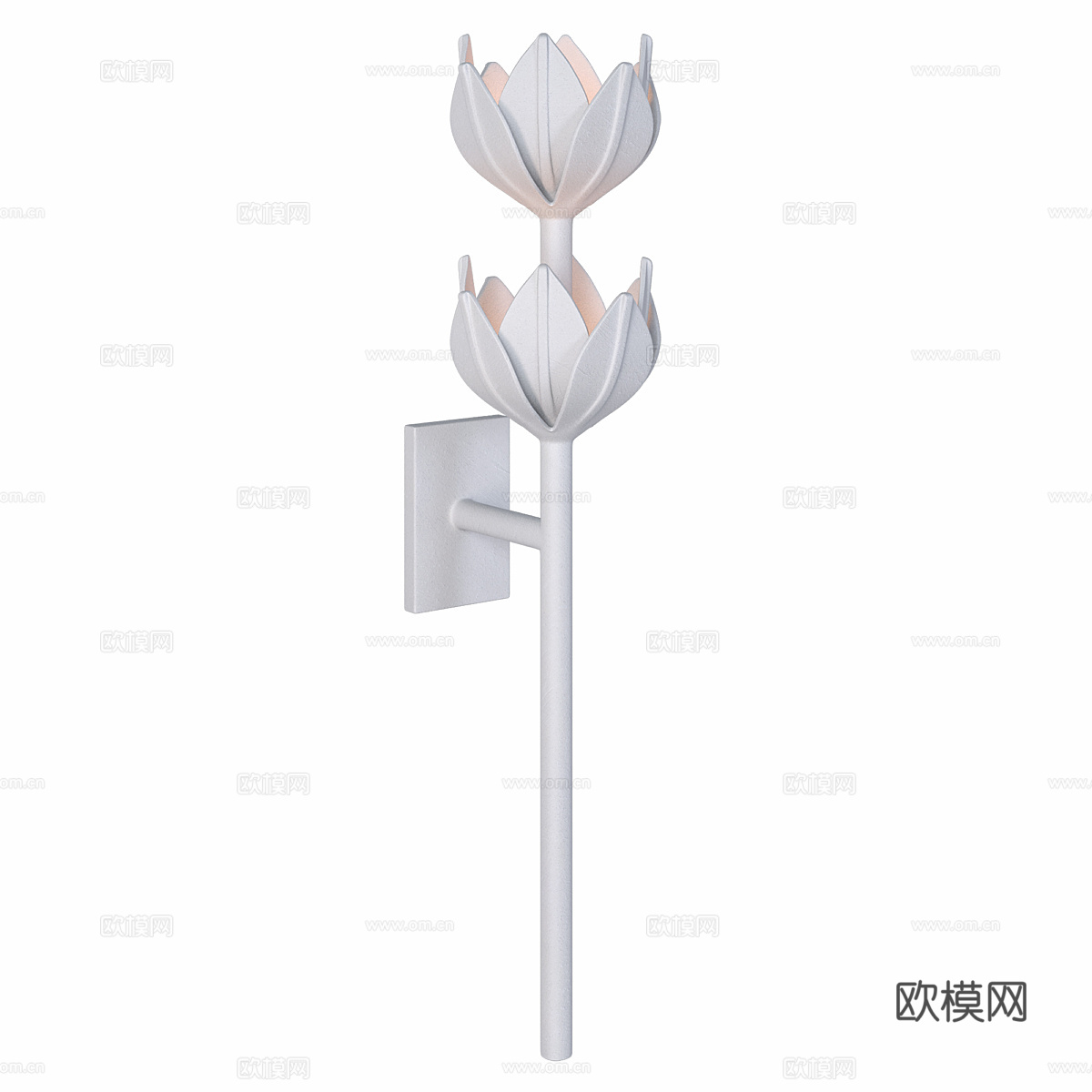 新中式轻奢金属莲花装饰壁灯3d模型下载（渲染图3）