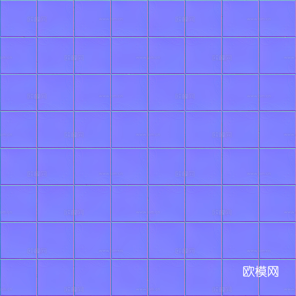 无缝青花瓷图案花砖地砖 PBR材质贴图 1k