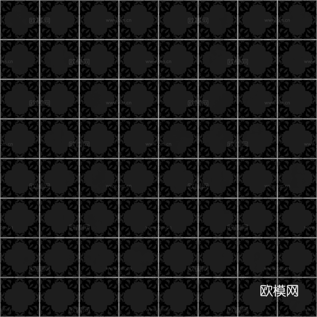 无缝青花瓷图案花砖地砖 PBR材质贴图 1k