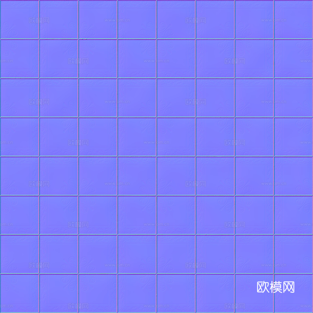 无缝青花瓷图案花砖地砖 PBR材质贴图 1k