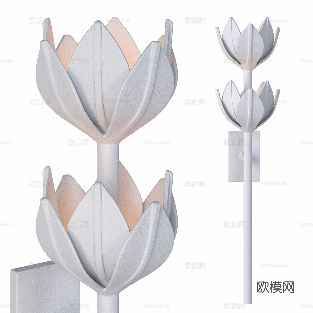 新中式轻奢金属莲花装饰壁灯3d模型下载（渲染图4）