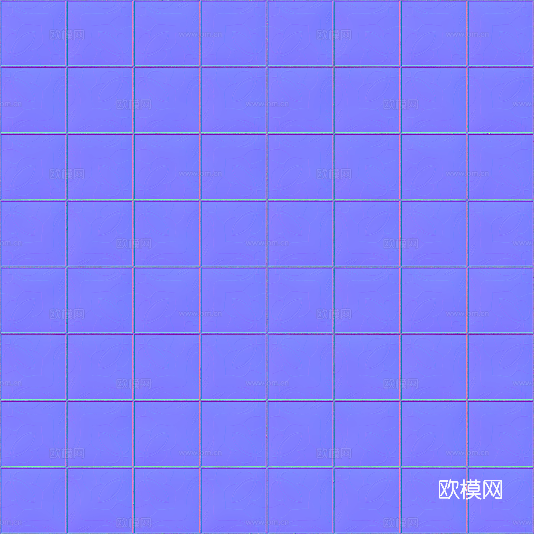 无缝青花瓷图案花砖地砖 PBR材质贴图 2k