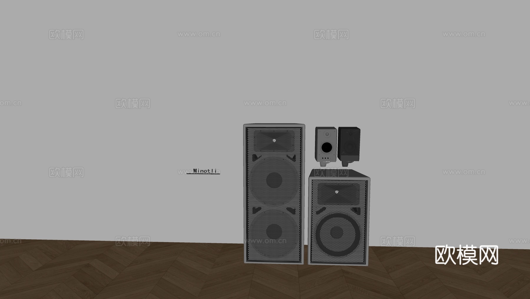 落地音响低音炮 壁挂音响影音设备su模型