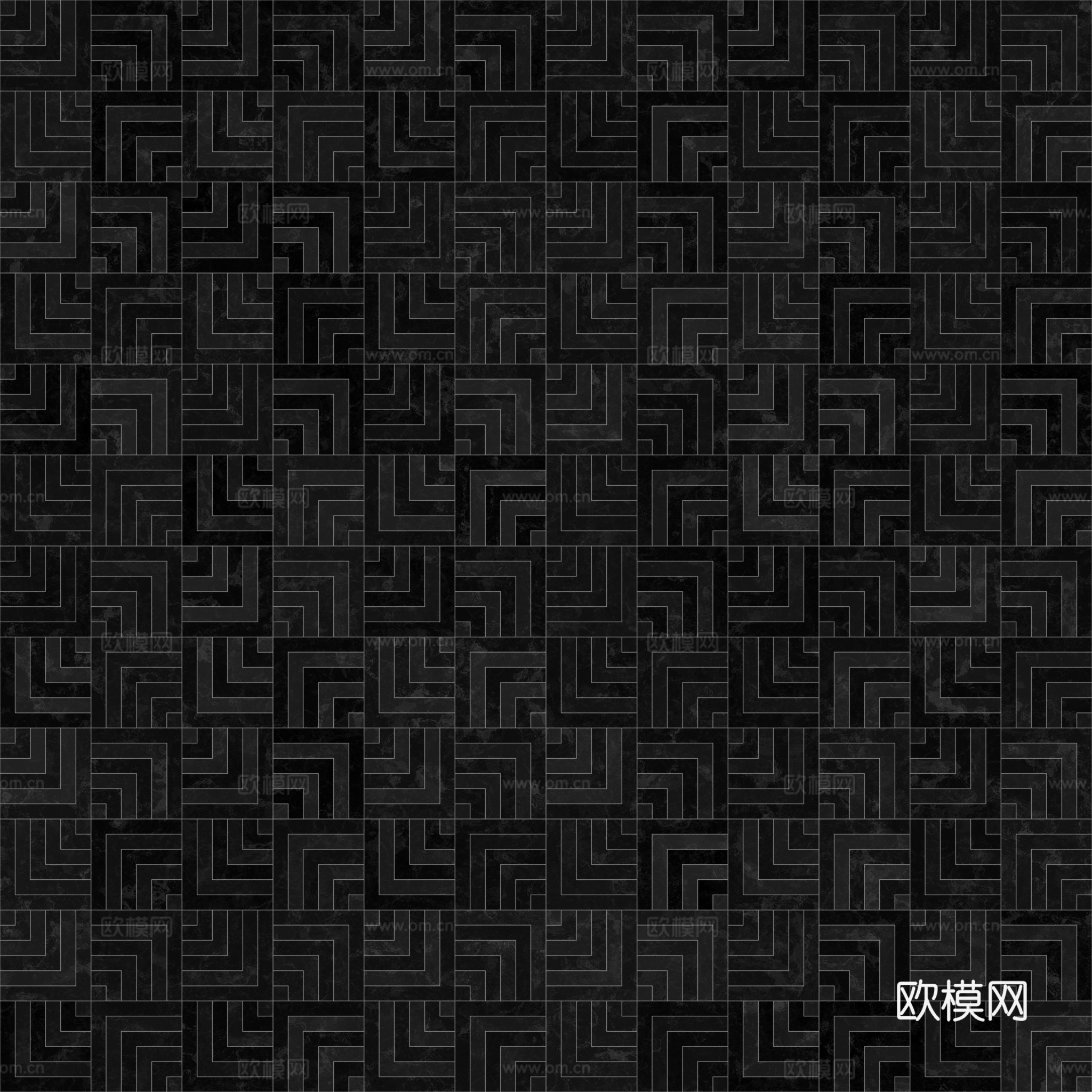 欧式 法式 无缝黑白拼色拼花瓷砖地砖 PBR材质贴图 2k